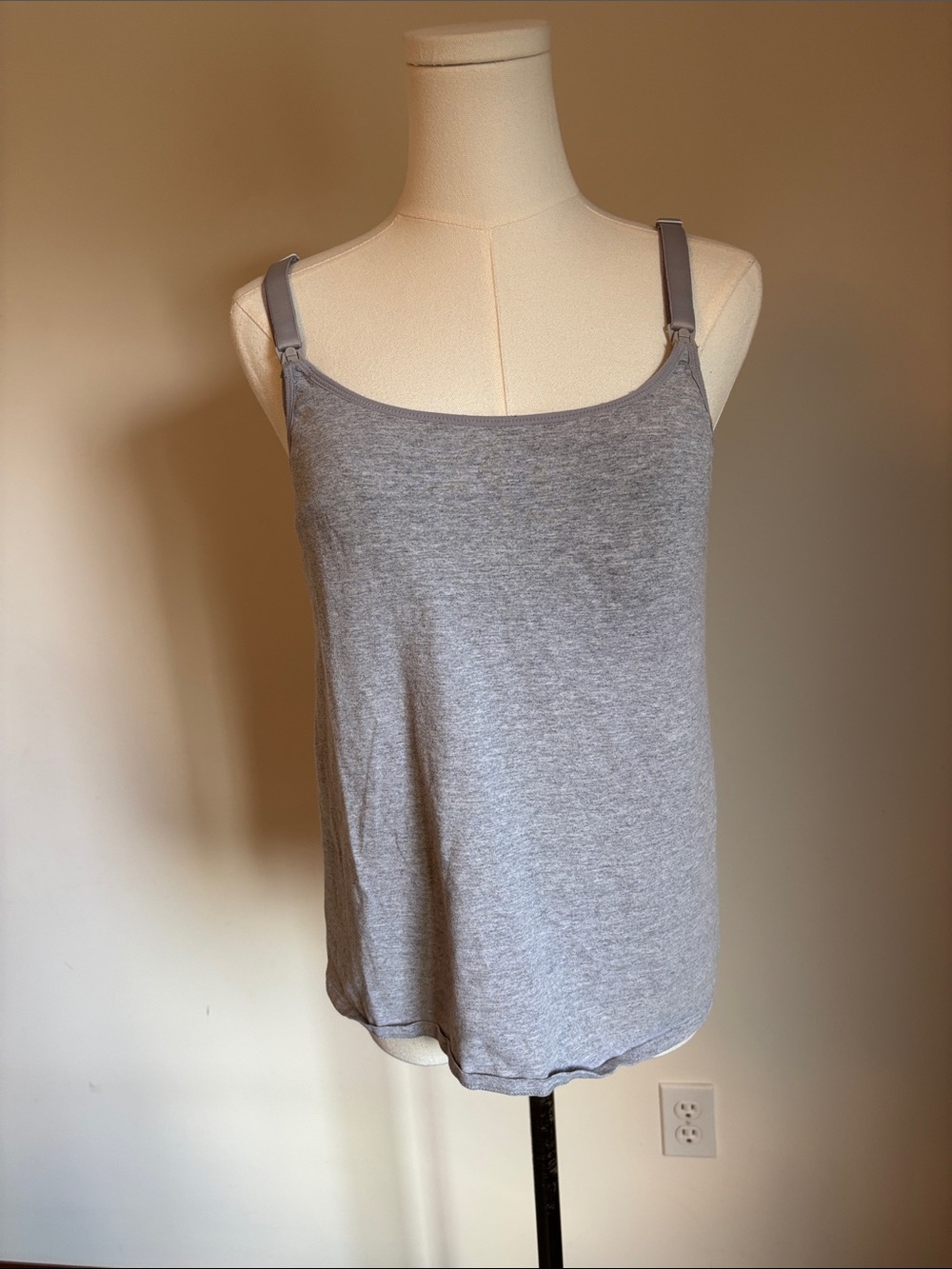 Everyday Light Gray Adjustable-Strap Camisole Nursing Top